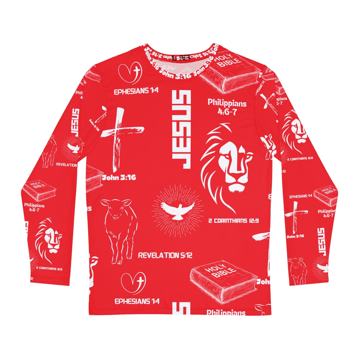 Red Scripture Long Sleeve Shirt