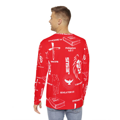 Red Scripture Long Sleeve Shirt